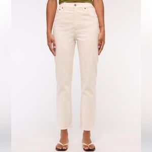 A&F Ultra High Rise Ankle Straight Jean in Cream, White, Ecru